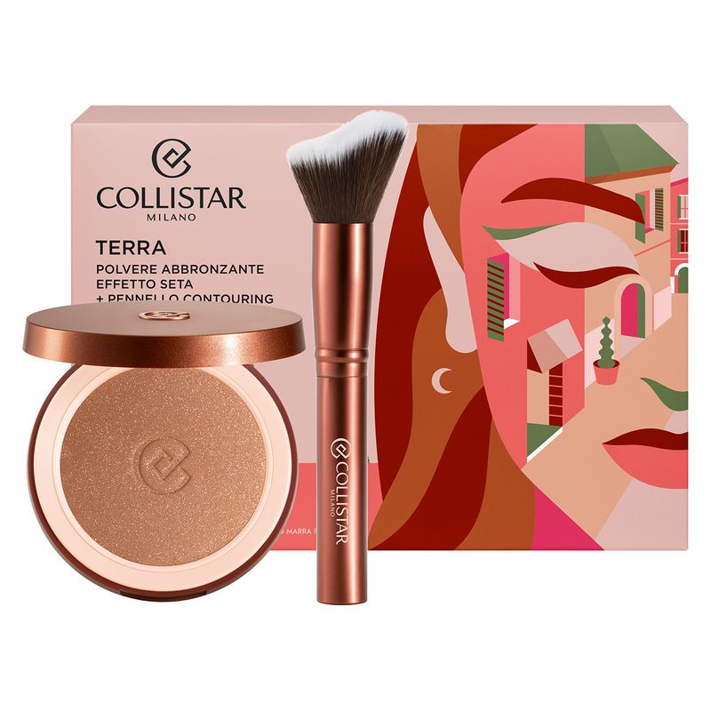 Collistar Bronzing Powder + CONTOURING Brush Set 9 - Cristali Di Sole