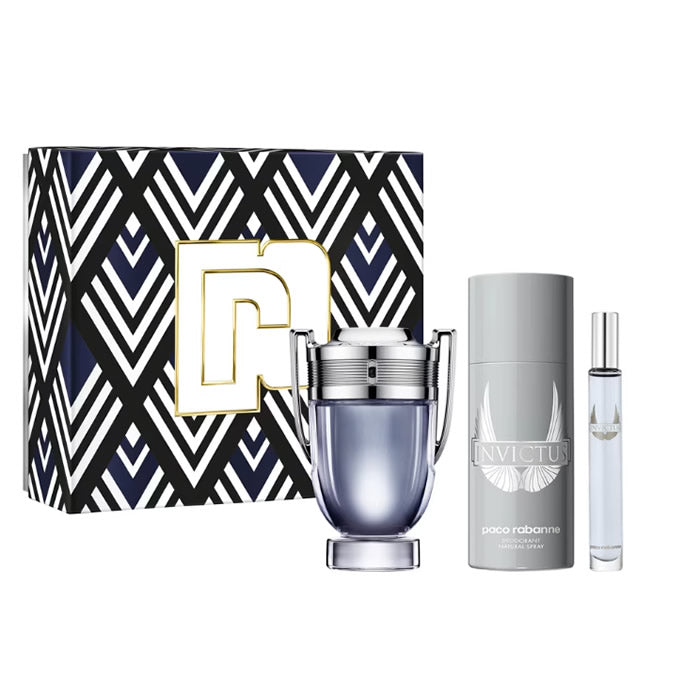 Paco Rabanne Invictus Eau de Toilette Spray 100ml Set 3 Pieces