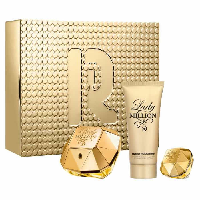 Paco Rabanne Lady Million Eau De Parfum Spray 80 ml Set 3 Pieces