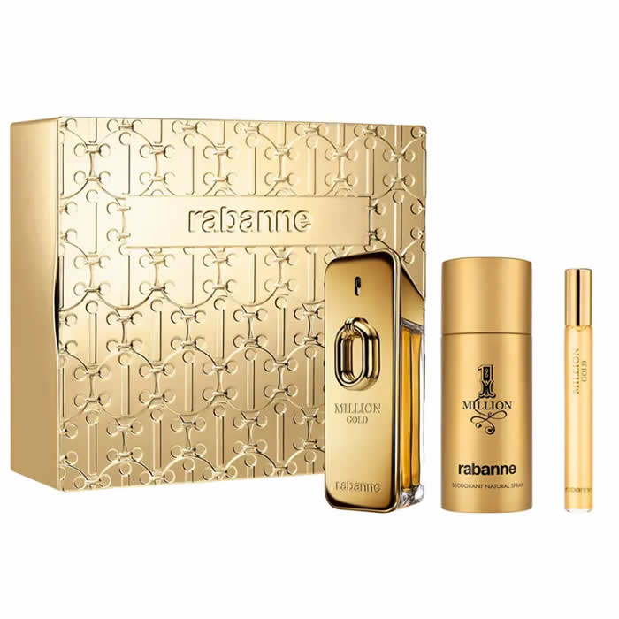 Rabanne Million Gold Eau de Parfum Intense Spray 100ml Set 3 Pieces