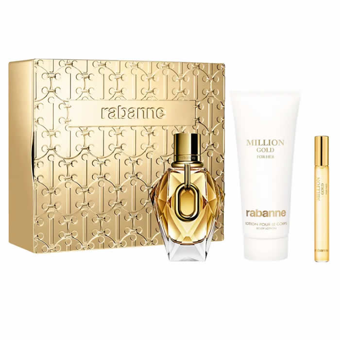 Rabanne Million Gold for her Eau De Parfum Spray 90 ml set 3 pieces