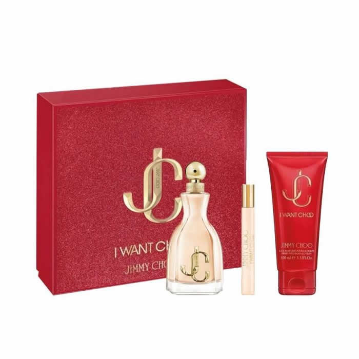 Jimmy Choo I Want Choo Eau De Parfum Spray, 100 ml set, 3 pieces