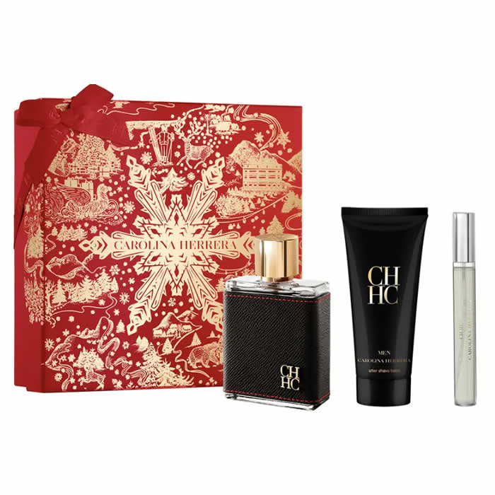 Carolina Herrera Ch man Eau De Toilette Spray 100ml Set 3 Pieces