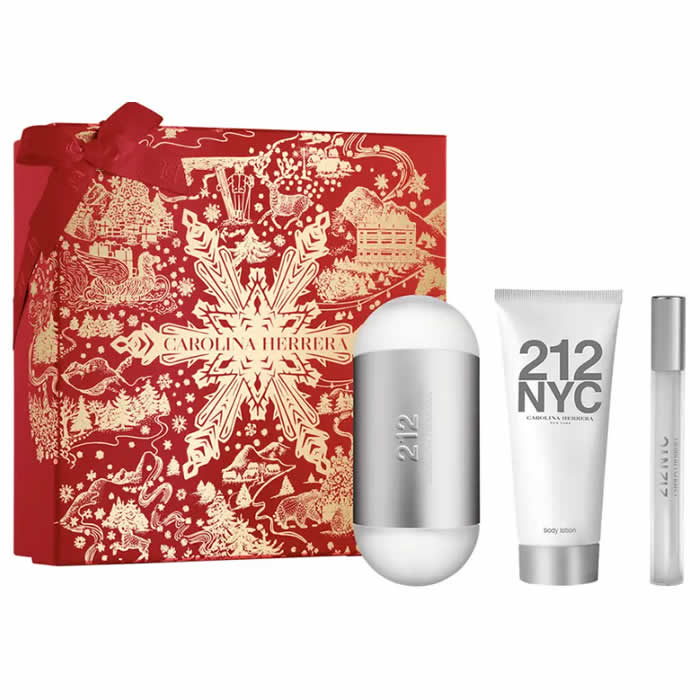 Carolina Herrera 212 Nyc Eau De Toilette Spray 100ml Set 3 Pieces