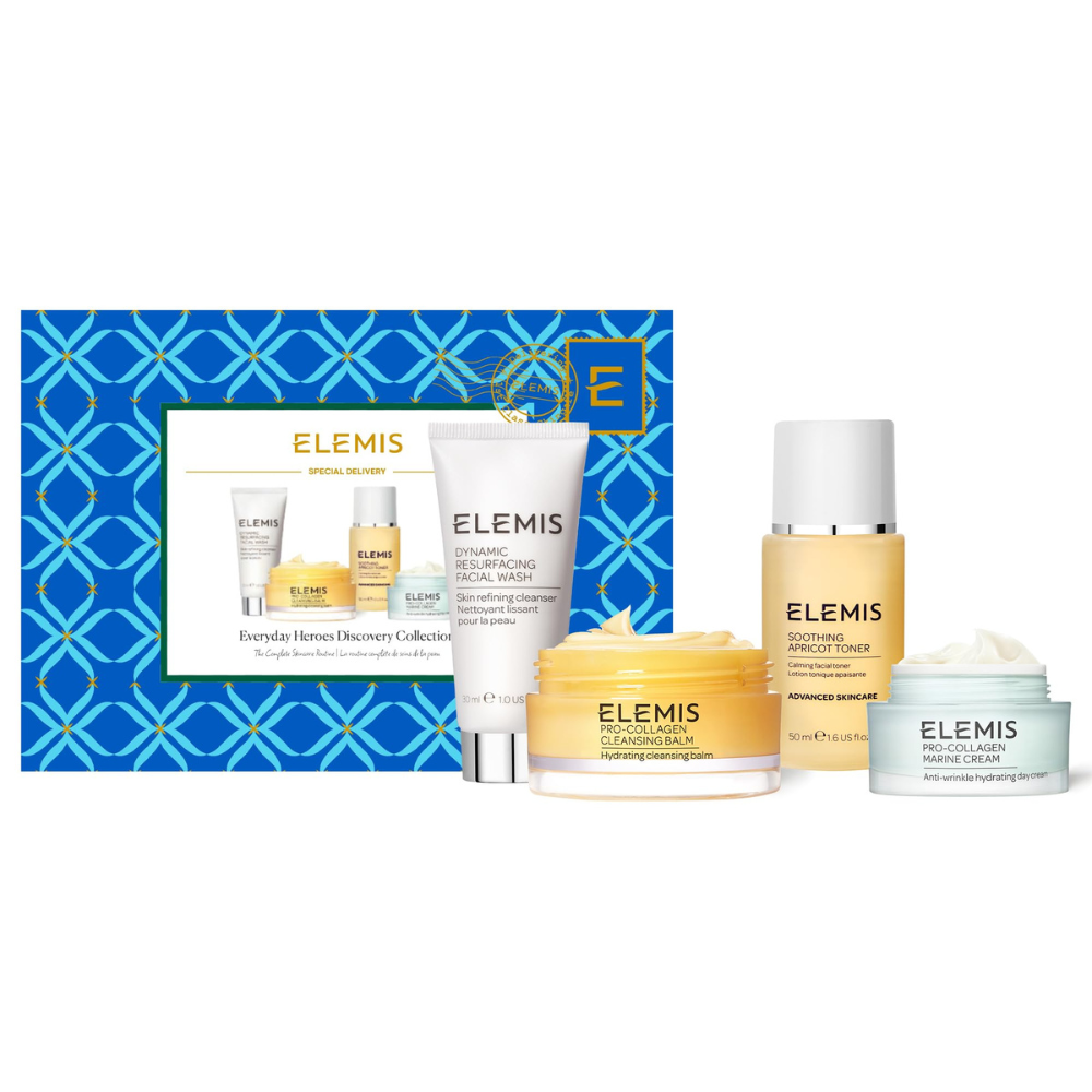 Elemis Best Sellers kits: Elemis Skin Nourishing milk bath 60ml + Elemis Pro-Collagen Marine Cream 15ml + Elemis Frangipani Monoi Nourishing Body Oil 35ml + Elemis Pro-Collagen Cleansing Balm 20g