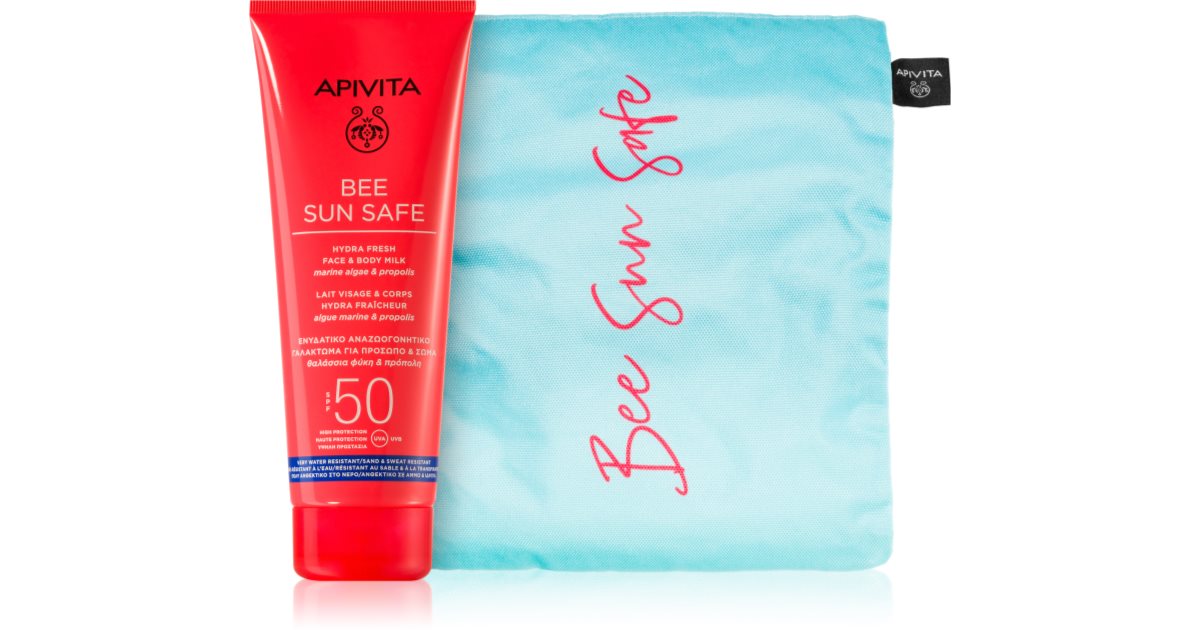 Apivita Bee Sun Safe Hydra Fresh Tanning milk for face and body (SPF 50) gift pack 1 pc