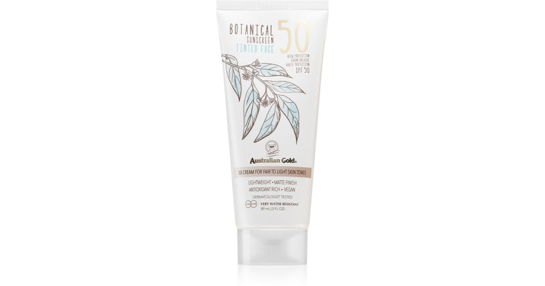 Australian Gold Botanical Tinted Protective Face Cream SPF 50 Fair To Light 88 ml