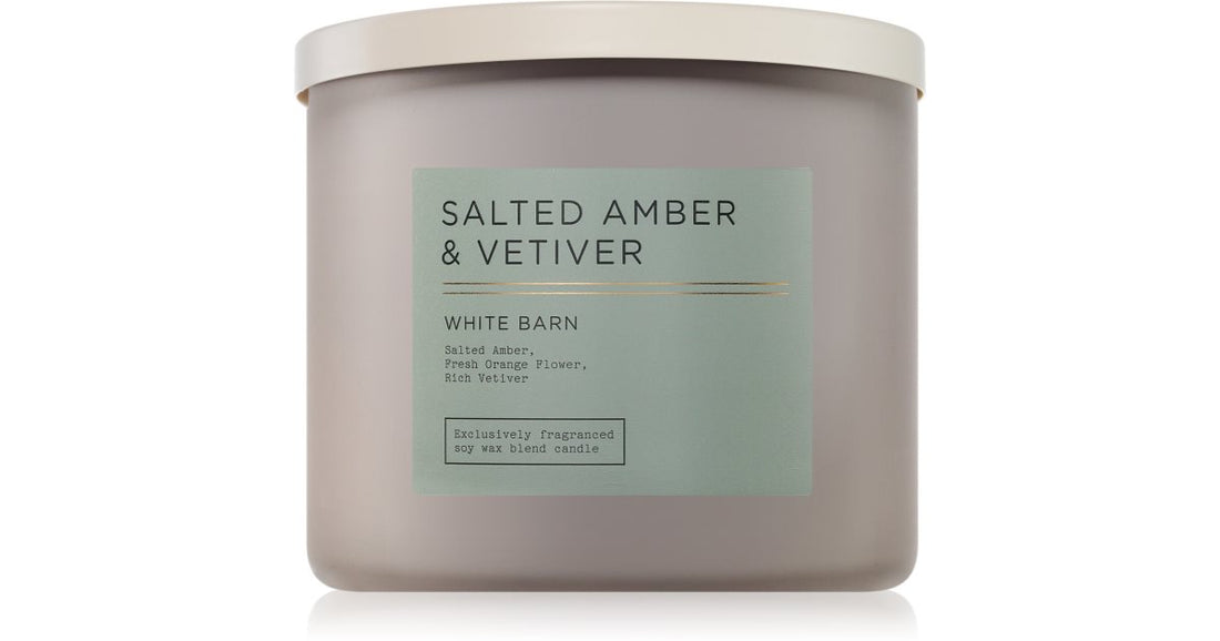 Bath &amp; Body Works Salted Amber &amp; Vetiver scented candle 411 g