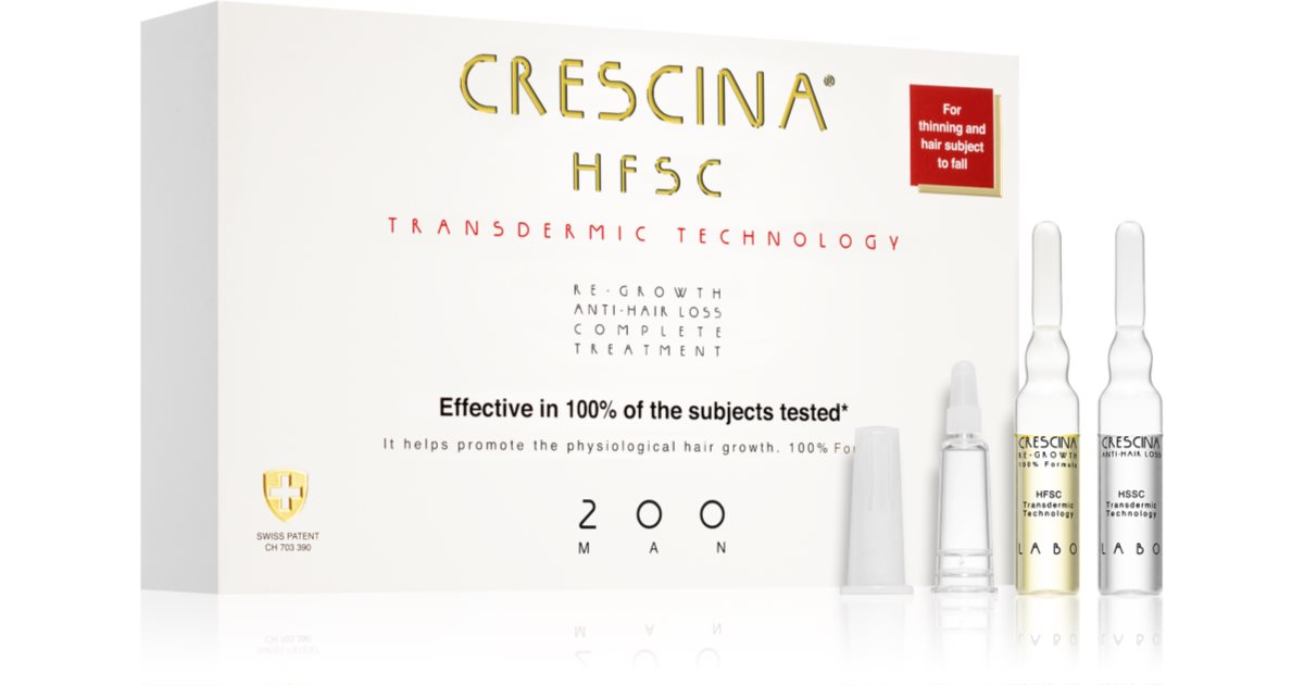 Crescina Transdermic 200 Re-Growth and Anti-Hair Loss Treatment for growth against hair loss for men 40x3.5 ml