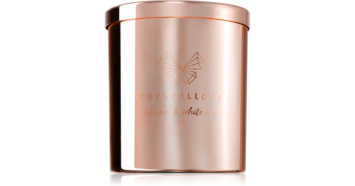 Crystallove Golden Citrine &amp; White Tea scented candle 220 g