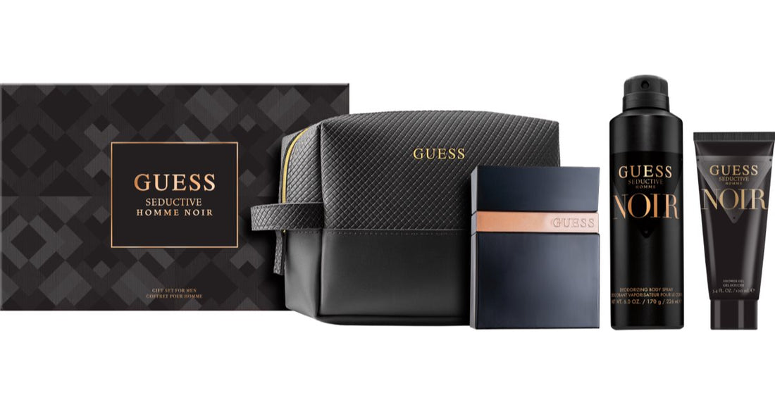 Guess Seductive Noir gift set for men edt 100 ml + deodorant and body spray 226 ml + shower gel for men 100 ml + make-up bag 1 pc