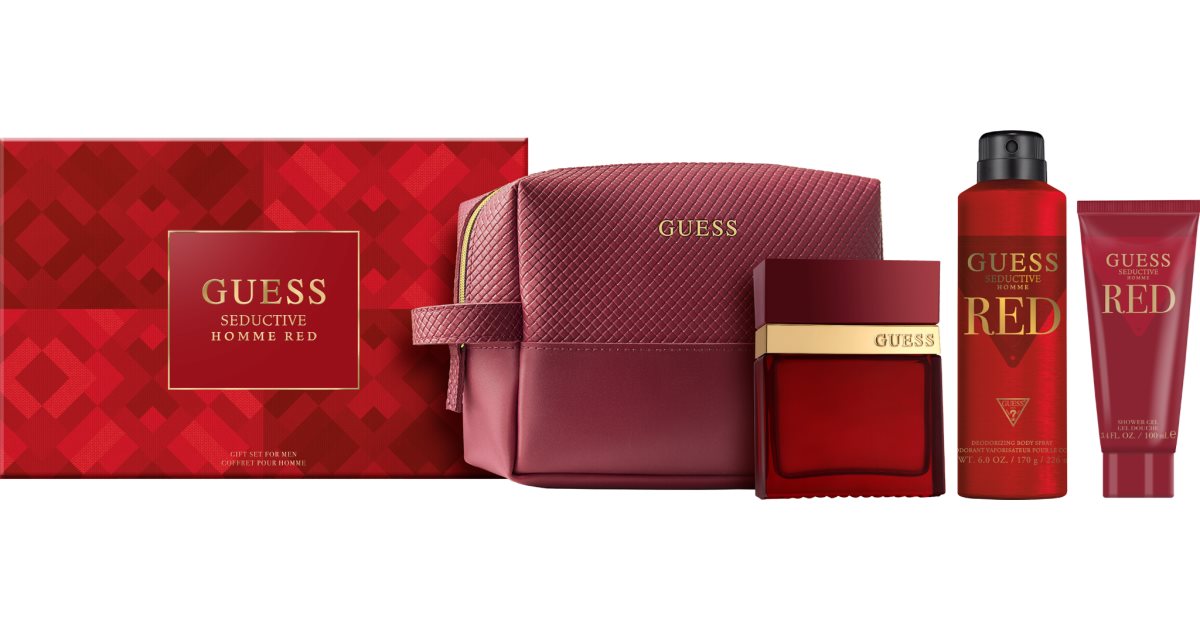 Guess Seductive Red gift set for men edt 100 ml + deodorant and body spray 170 g + shower gel for men 100 ml + make-up bag 1 pc