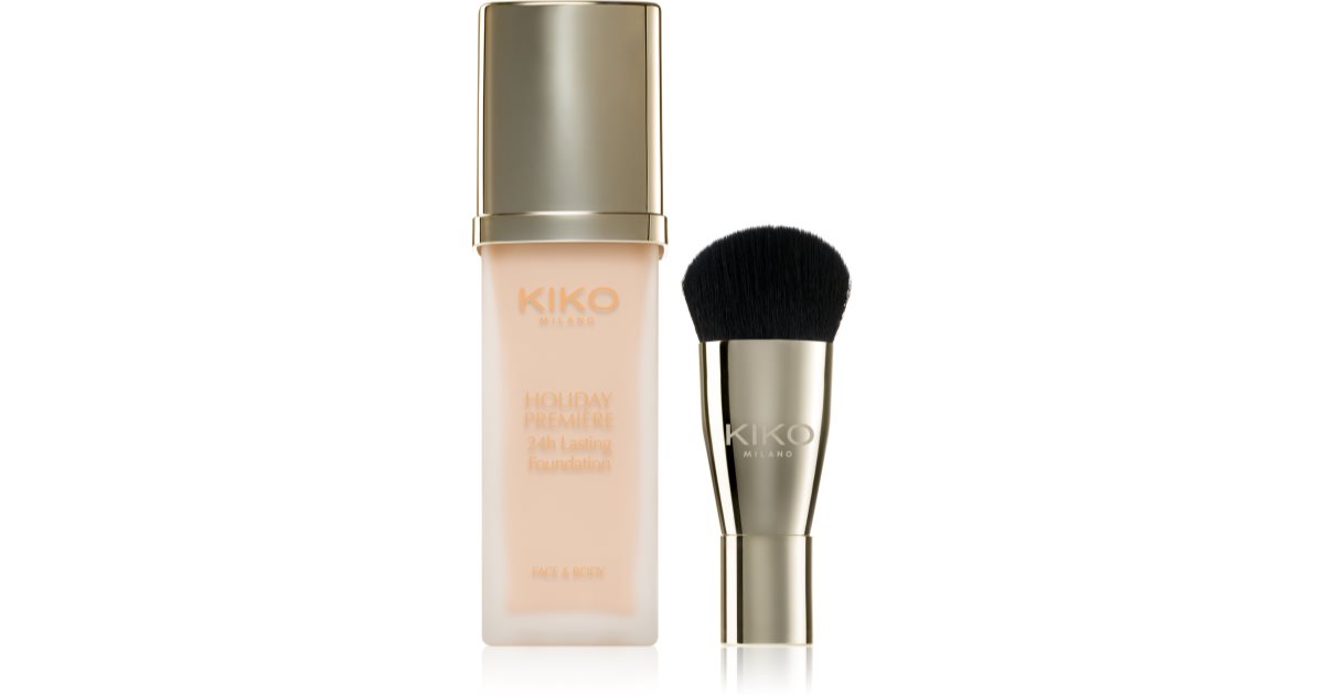 KIKO Milano Holiday Première 24h Lasting waterproof liquid foundation with brush color 01 Porcelain 28 ml