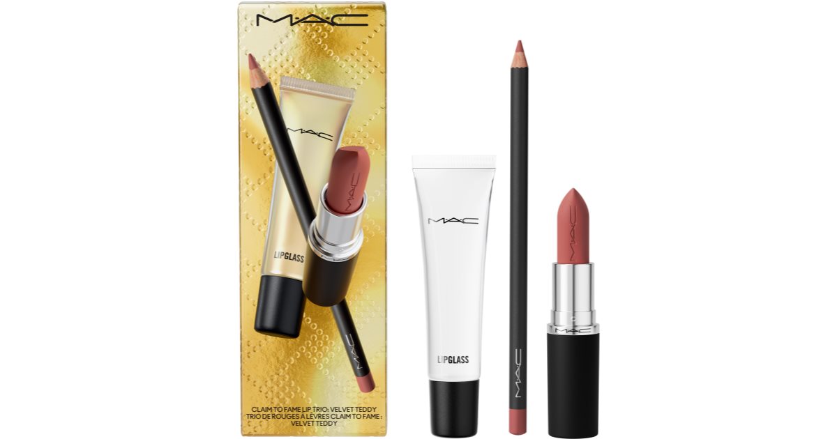 MAC Cosmetics Holiday Claim To Fame Trio Lip Gift Set Velvet Teddy