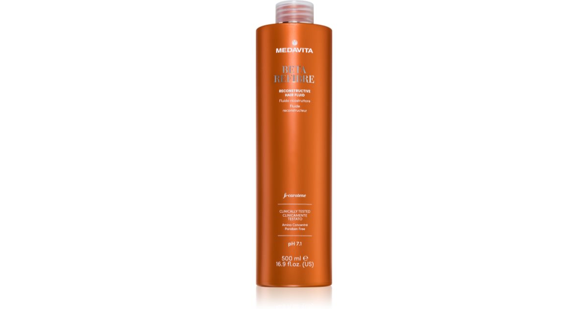 Medavita Beta Refibre Fluid Reconstructive Hair Treatment to Reconstruct the Hair Fiber for Fragile Hair 500 ml