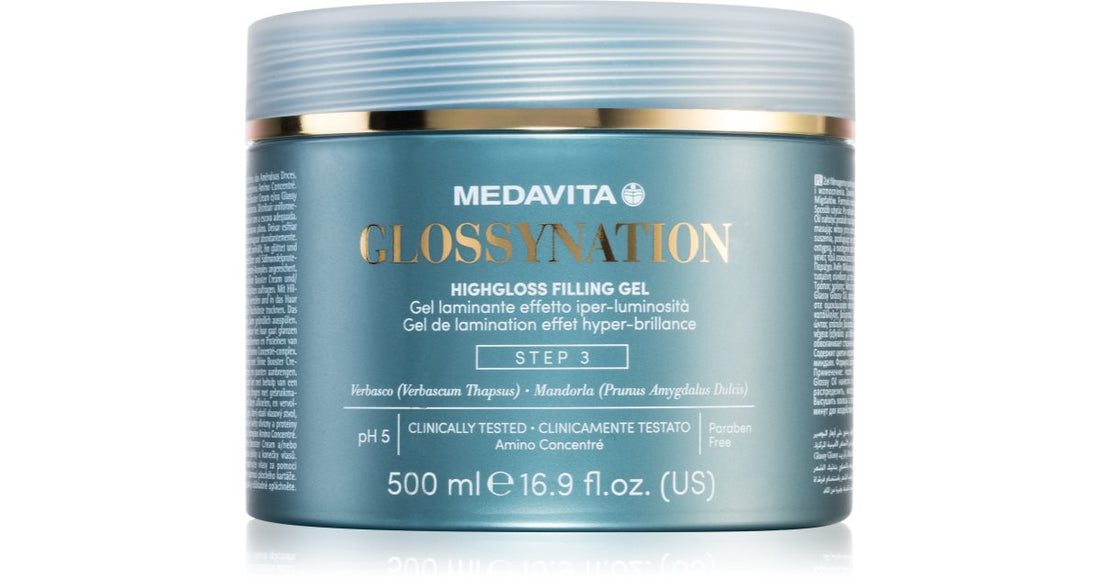 Medavita Glossynation Highgloss Filling Mirror Effect Lamination Hair Gel 500ml