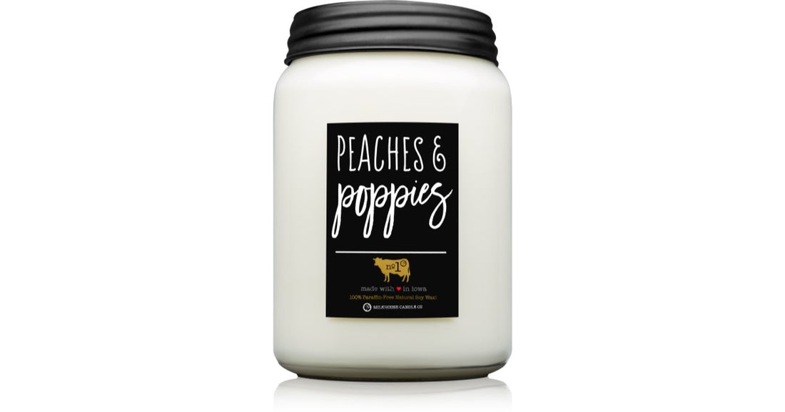 Milkhouse Candle Co. Farmhouse Peaches &amp; Poppies Mason Jar Scented Candle 737g