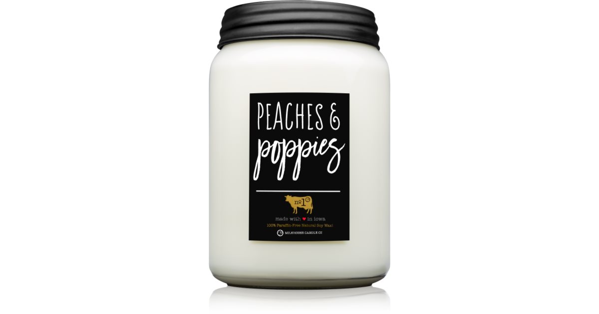 Milkhouse Candle Co. Farmhouse Peaches &amp; Poppies Mason Jar Scented Candle 368g