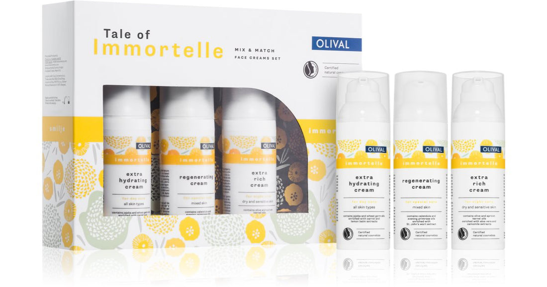 Olival Immortelle Gift Set (for gorgeous skin) Regenerating Cream for Oily and Combination Skin 50ml + Intense Moisturizing Cream 50ml + Rich Nourishing Cream 50ml