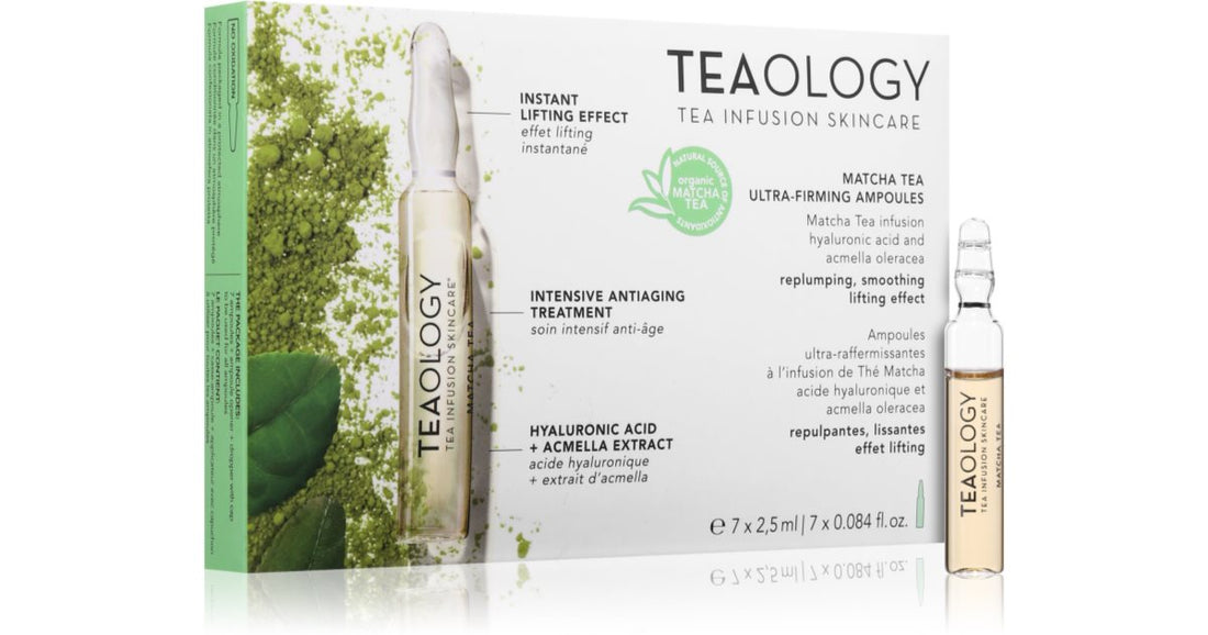 Teaology Anti-Age Matcha Tea Ultra-firming ampoule to hydrate and tighten the skin 7x2.5 ml