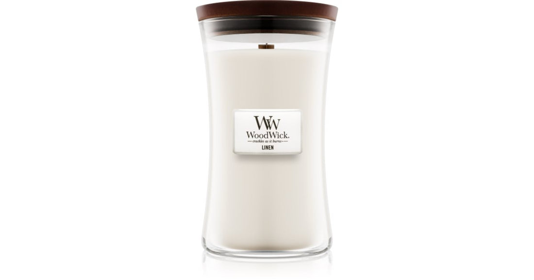 Woodwick Linen scented candle with wooden wick 609.5 g