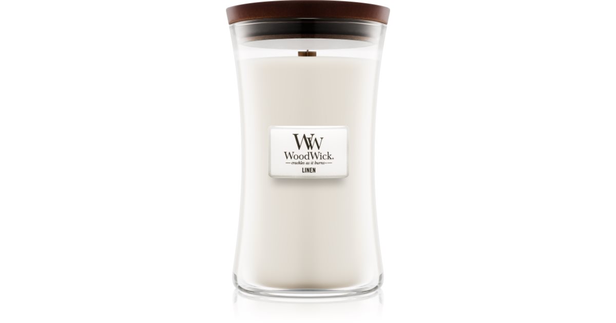 Woodwick Linen scented candle with wooden wick 609.5 g