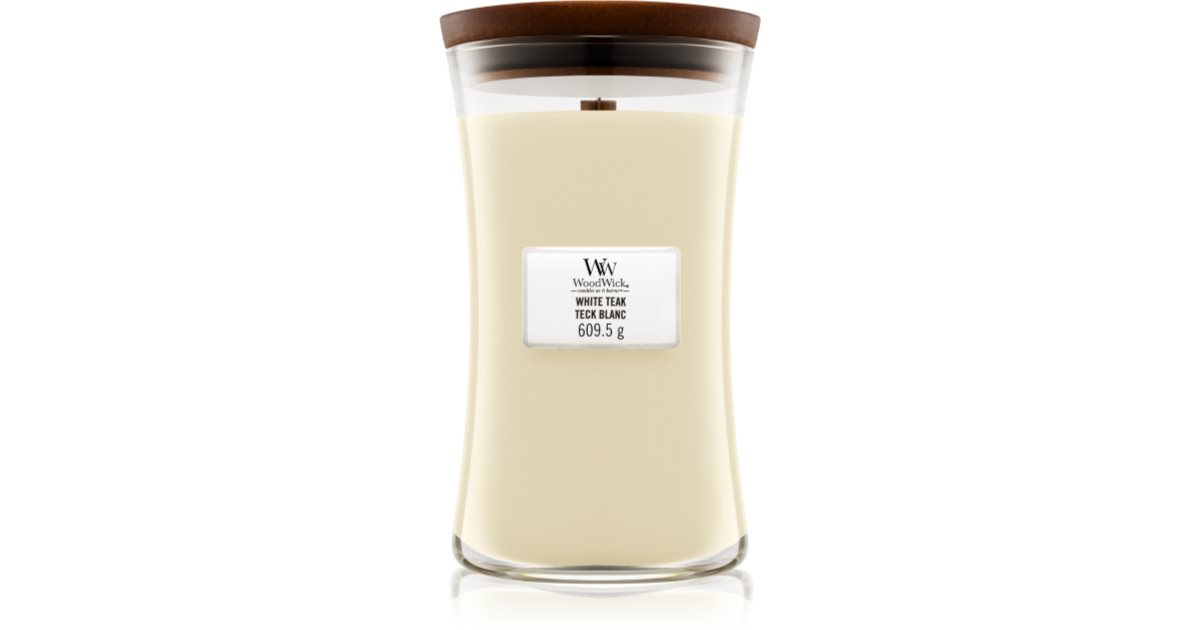 Woodwick White Teak Scented Candle with Wooden Wick 609.5g