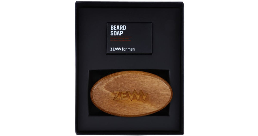 Zew SET V. gift box (for beard) for men solid soap for face and beard 85 ml + beard brush 1 pc